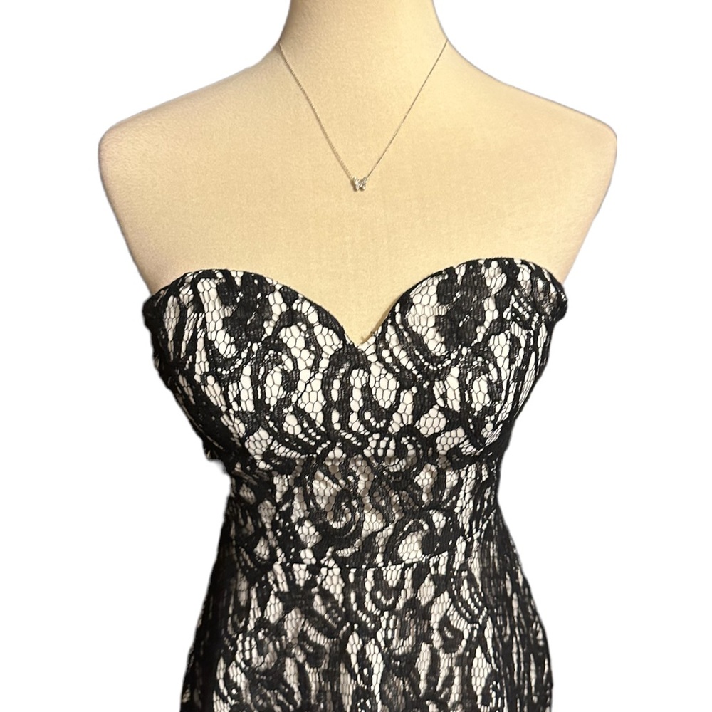 Unique Vintage Strapless Sweetheart Lace Dress - Picture 2 of 7